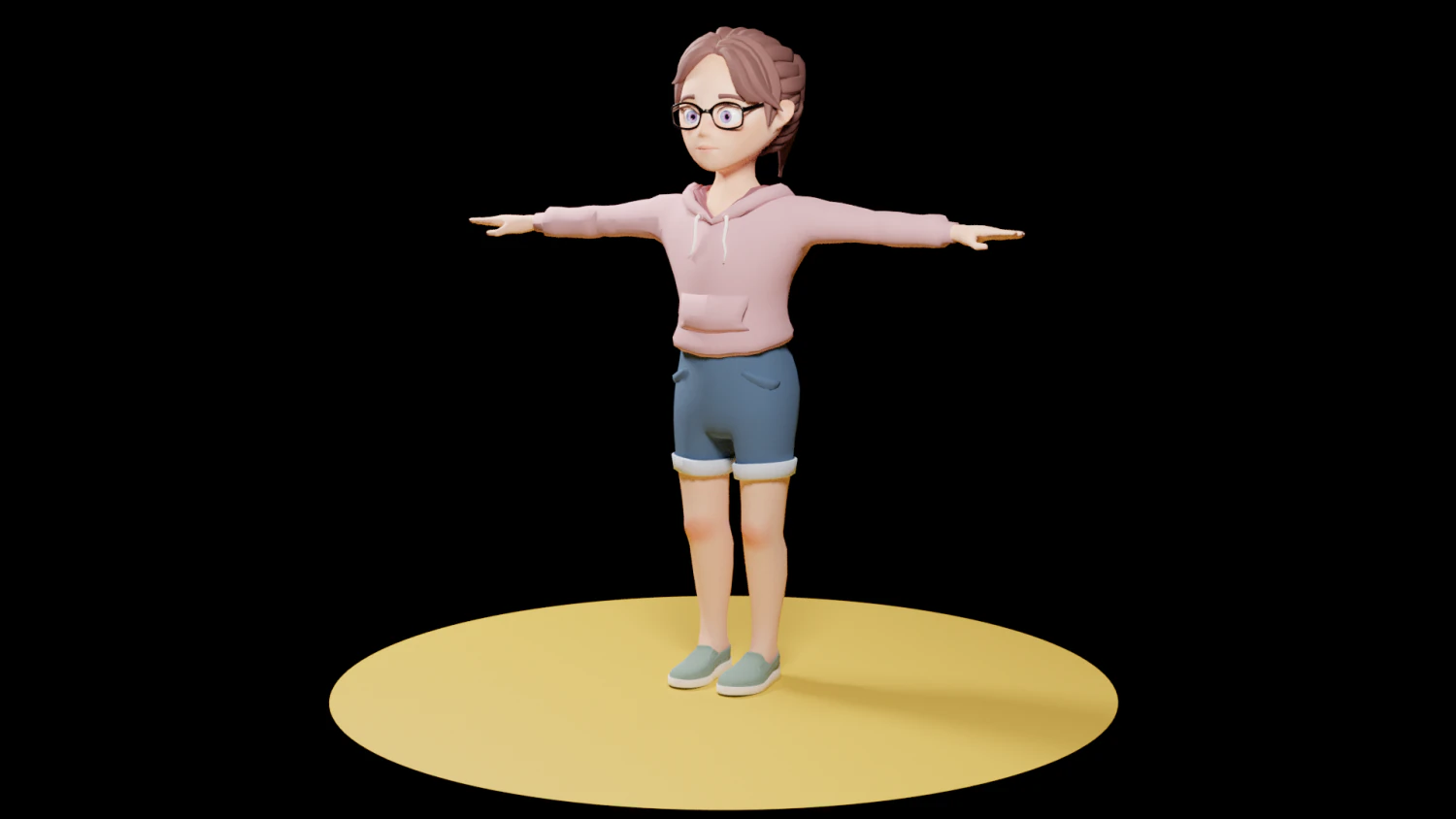 Lowpoly Cartoon Girl with Glasses 3D Model .c4d .max .obj .3ds .fbx .stl .blend 