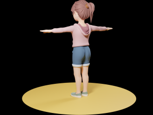 Lowpoly Cartoon Girl with Glasses 3D Model