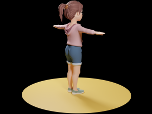 Lowpoly Cartoon Girl with Glasses 3D Model