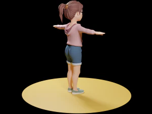 Lowpoly Cartoon Girl with Glasses 3D Model