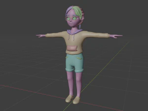 Lowpoly Cartoon Girl with Glasses 3D Model