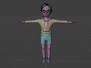 Lowpoly Cartoon Girl with Glasses 3D Model