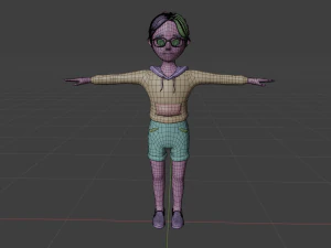 Lowpoly Cartoon Girl with Glasses 3D Model