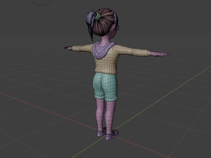 Lowpoly Cartoon Girl with Glasses 3D Model