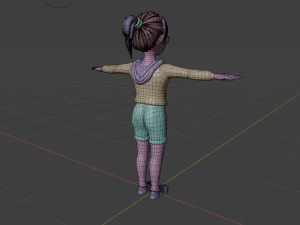 Lowpoly Cartoon Girl with Glasses 3D Model