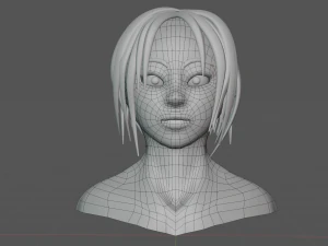 Lowpoly stylized cartoon girl basemesh 3D Model