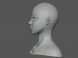Lowpoly stylized cartoon girl basemesh 3D Model