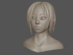 Lowpoly stylized cartoon girl basemesh 3D Model