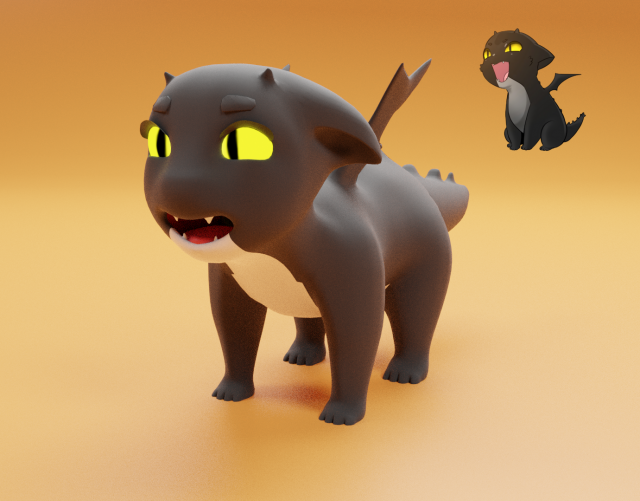 Black Baby Dragon Mesh Sylvie 3D Model .c4d .max .obj .3ds .fbx .stl .blend