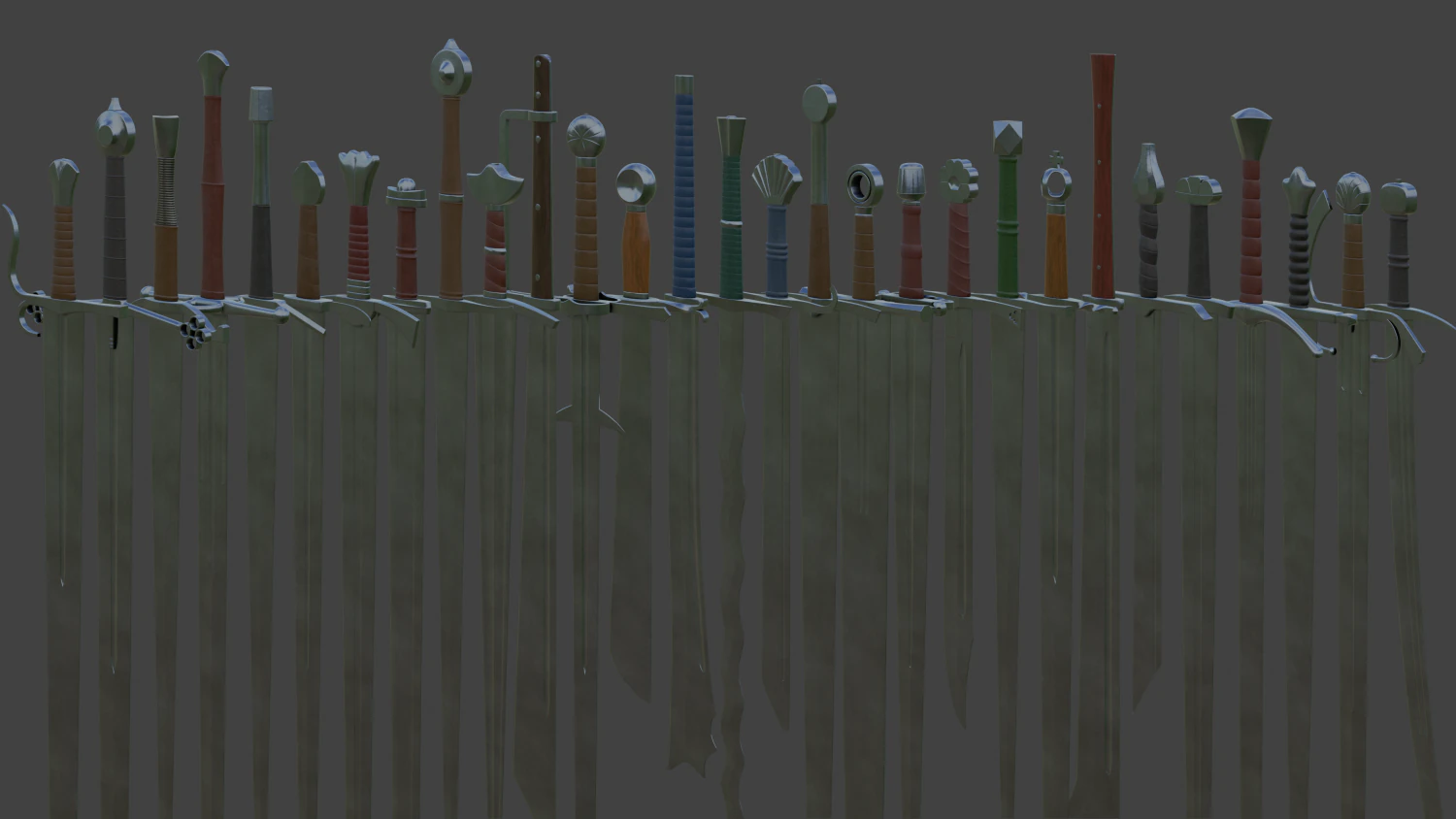 Modular Medieval European Sword-Falchion pack 3D Model .c4d .max .obj .3ds .fbx .stl .blend
