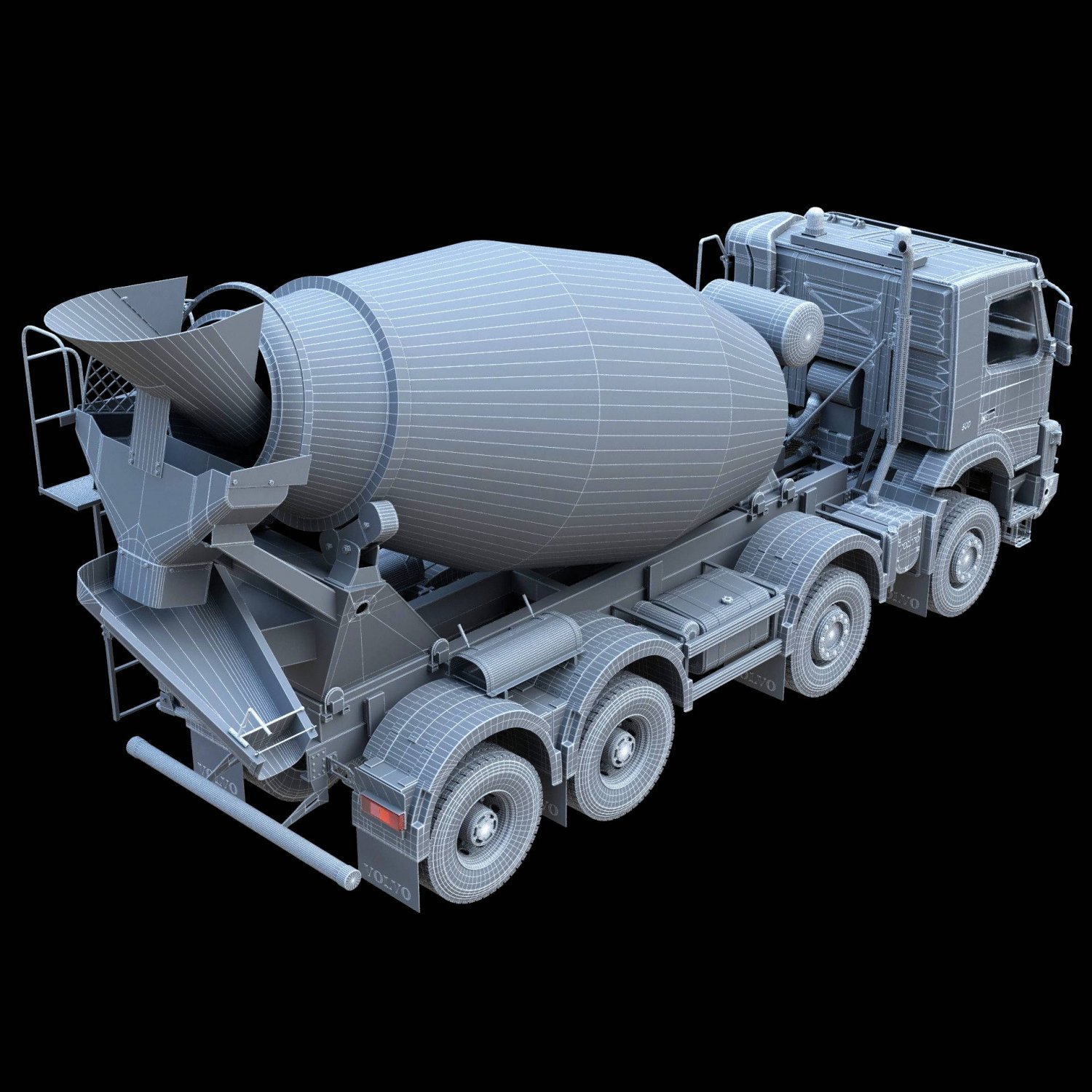 Volvo FMX truck Concrete Mixer - customized 3D Model in Truck 3DExport