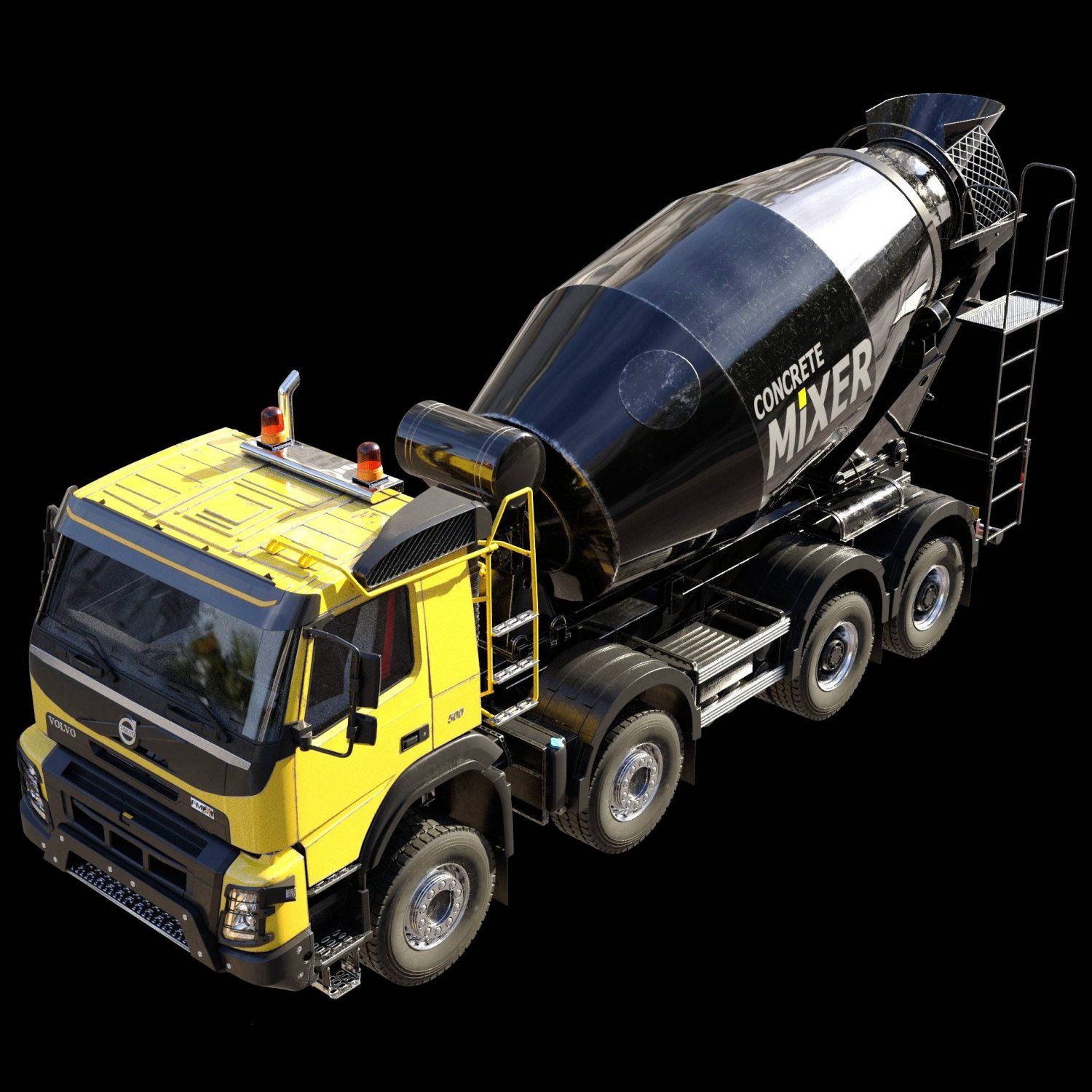 Volvo FMX truck Concrete Mixer - customized 3D Model in Truck 3DExport