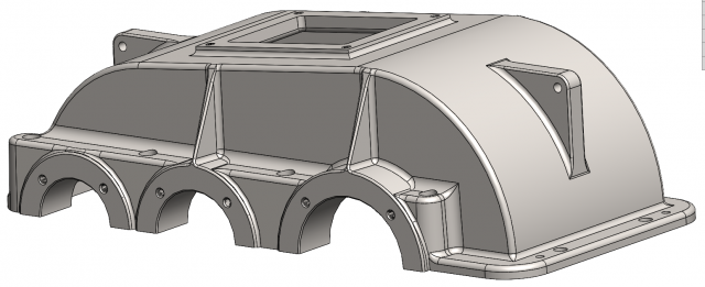 Two-stage helical gearbox housing Model 3D .c4d .max .obj .3ds .fbx .stl .blend 
