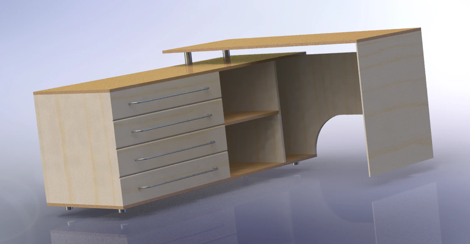 Computer table 3D Model .c4d .max .obj .3ds .fbx .stl .blend 