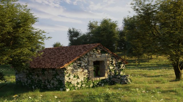 Nature Landscape Scene with house Modelo 3D .c4d .max .obj .3ds .fbx .stl .blend 