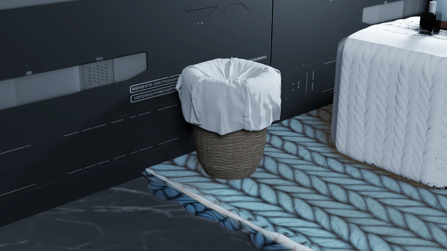Wicker Bucket woven from wood and textile 3D Model .c4d .max .obj .3ds .fbx .stl .blend 