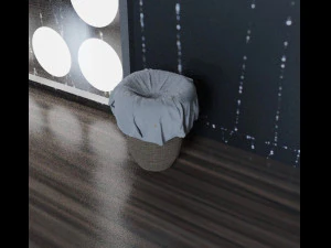 Wicker Bucket woven from wood and textile 3D Model