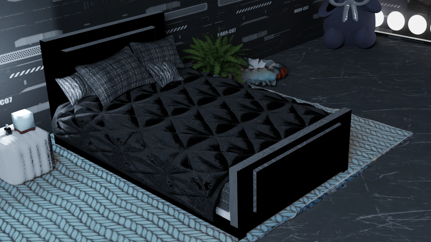 Bed and beautiful bed linen 3D Model .c4d .max .obj .3ds .fbx .stl .blend 