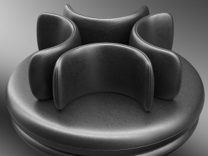 Leather Easy Sofa Pouf 3D Model