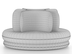 Leather Easy Sofa Pouf 3D Model