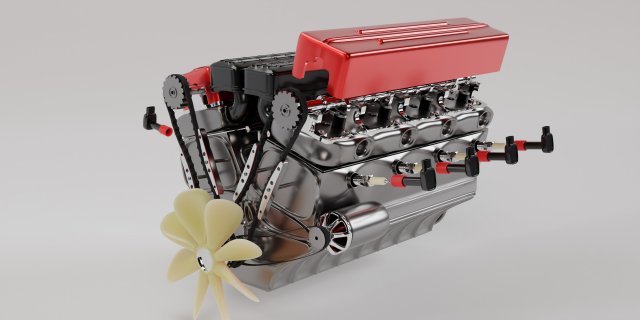 8 cylinder petrol engine Model 3D .c4d .max .obj .3ds .fbx .stl .blend 
