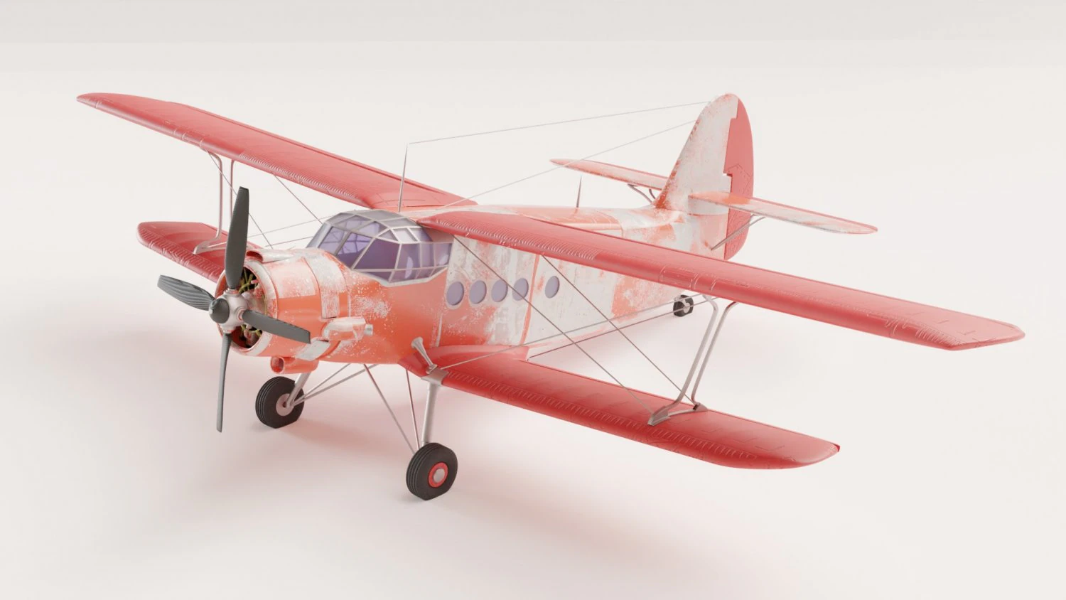 AN-2Antonov transport aircraft 3D Model .c4d .max .obj .3ds .fbx .stl .blend 