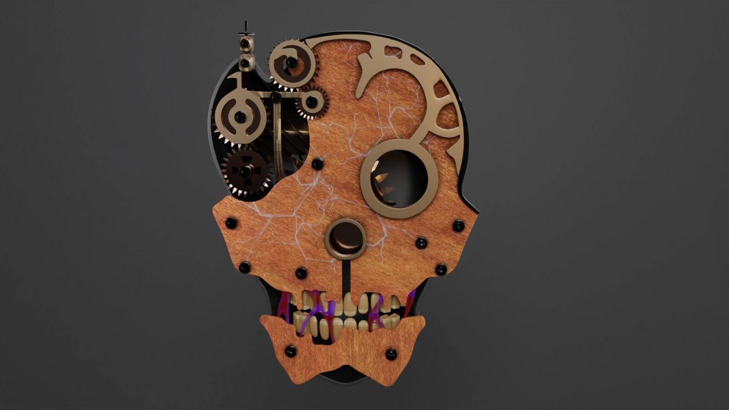 Gear mechanism clockwork stylized as a human skull 3D Model .c4d .max .obj .3ds .fbx .stl .blend 