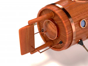 Wooden submarine with oars Modello 3D