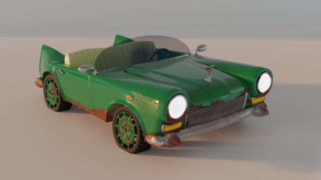 Green cartoon toy car 3D 模型 .c4d .max .obj .3ds .fbx .stl .blend 