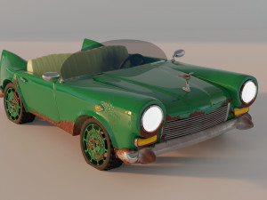 Green cartoon toy car 3D Model