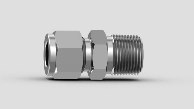 Male NPT Connector Double Ferrule Compression Type Model 3D .c4d .max .obj .3ds .fbx .stl .blend 