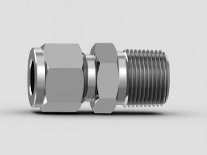 Conector macho NPT Tipo de compresi&oacute;n de doble virola Modelo 3D