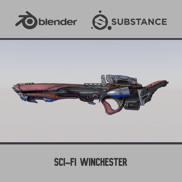 Sci-Fi Winchester 3D Модель .c4d .max .obj .3ds .fbx .stl .blend 