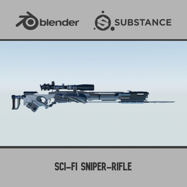 Sci-Fi Sniper-Rifle Modèle 3D .c4d .max .obj .3ds .fbx .stl .blend 