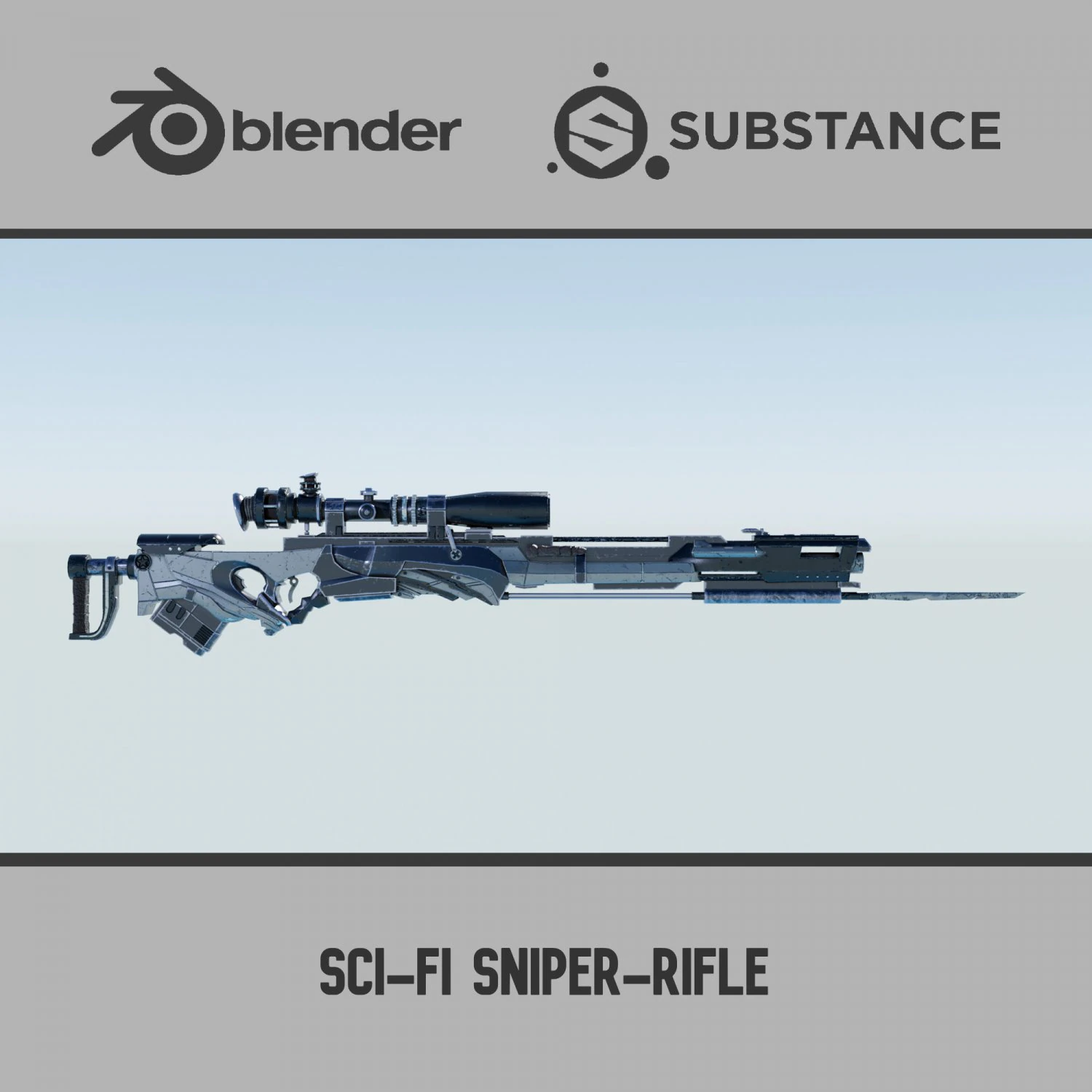 공상과학 저격소총 3D 모델 .c4d .max .obj .3ds .fbx .stl .blend 