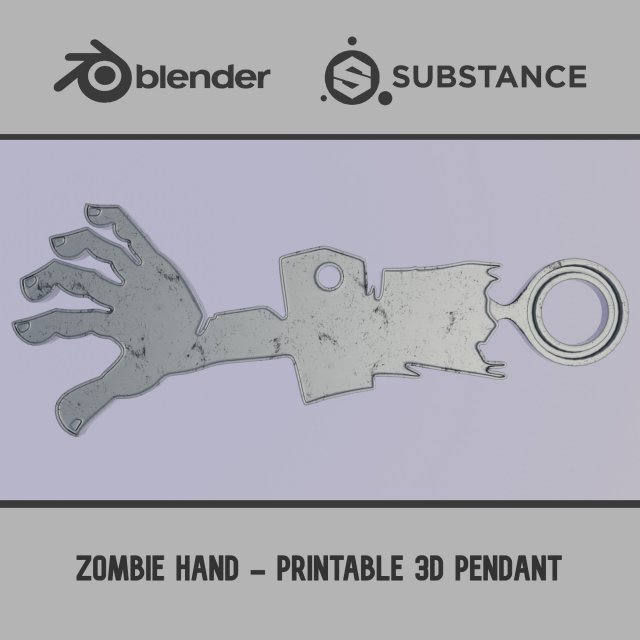 Zombie Hand - Printable 3D Pendant 3Dプリントモデル .c4d .max .obj .3ds .fbx .stl .blend 