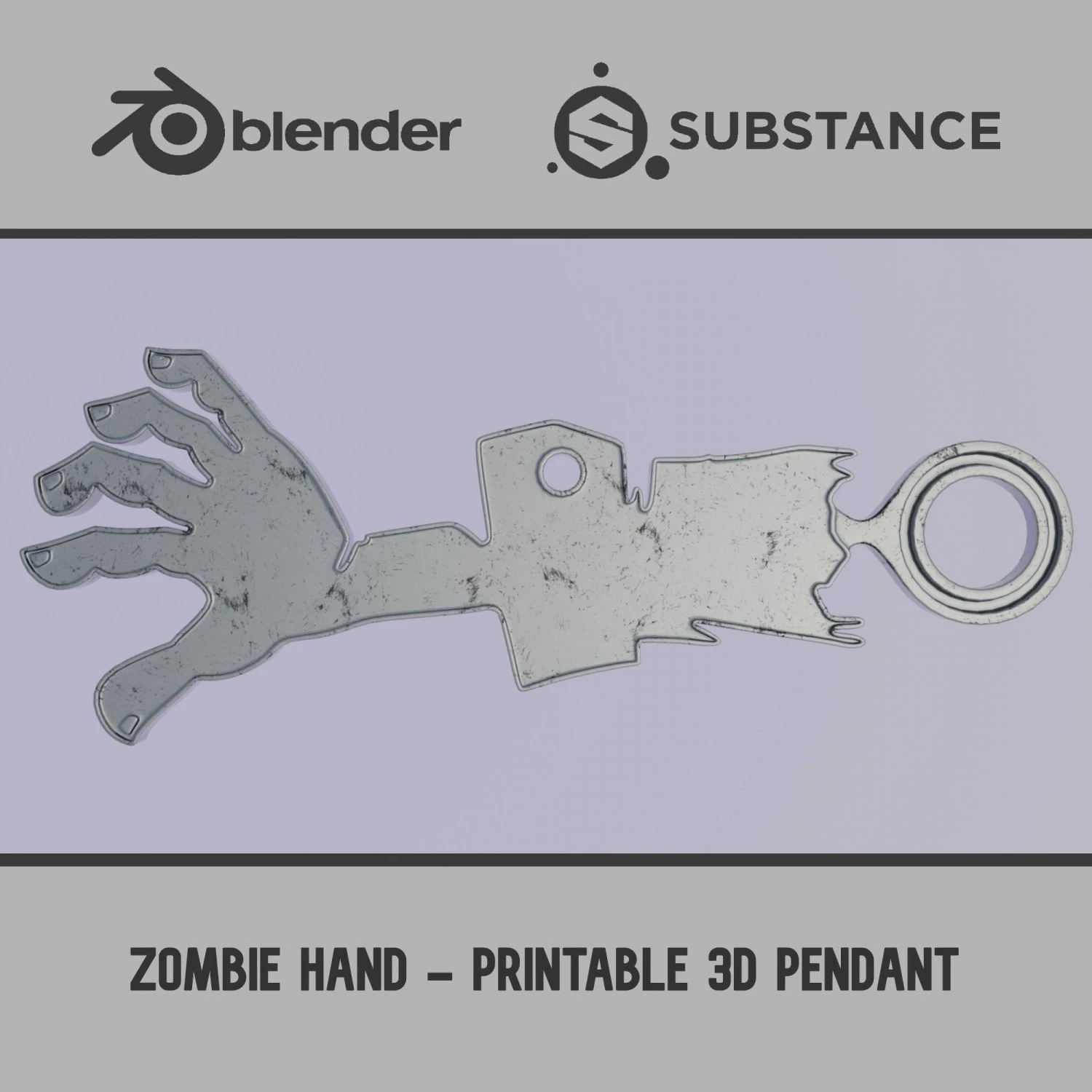 Zombie Hand - Printable 3D Pendant 3D Print Model .c4d .max .obj .3ds .fbx .stl .blend 