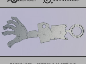 Zombie Hand - Printable 3D Pendant 3Dプリントモデル