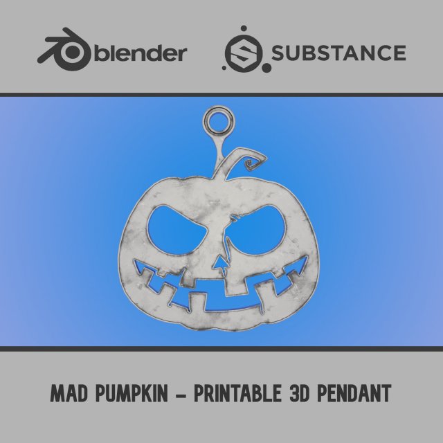 Mad Pumpkin - Printable 3D Pendant Model Cetak 3D .c4d .max .obj .3ds .fbx .stl .blend 