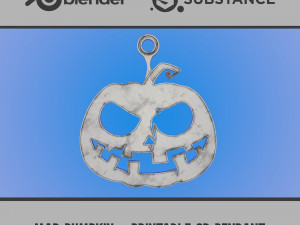 Mad Pumpkin - Printable 3D Pendant 3D Print Model