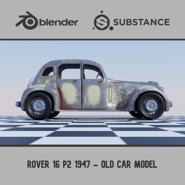 Rover 16 P2 1947 - Old Car Model Model 3D .c4d .max .obj .3ds .fbx .stl .blend 