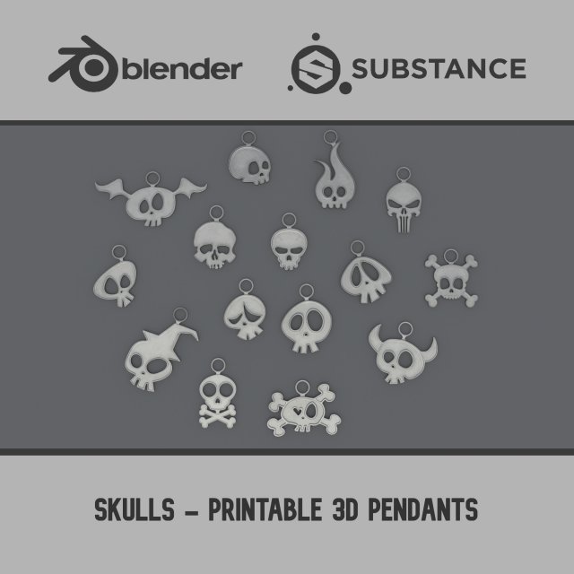 Skulls - Printable 3D Pendants 3D Print Model .c4d .max .obj .3ds .fbx .stl .blend 