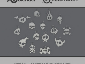 Skulls - Printable 3D Pendants 3D Print Model
