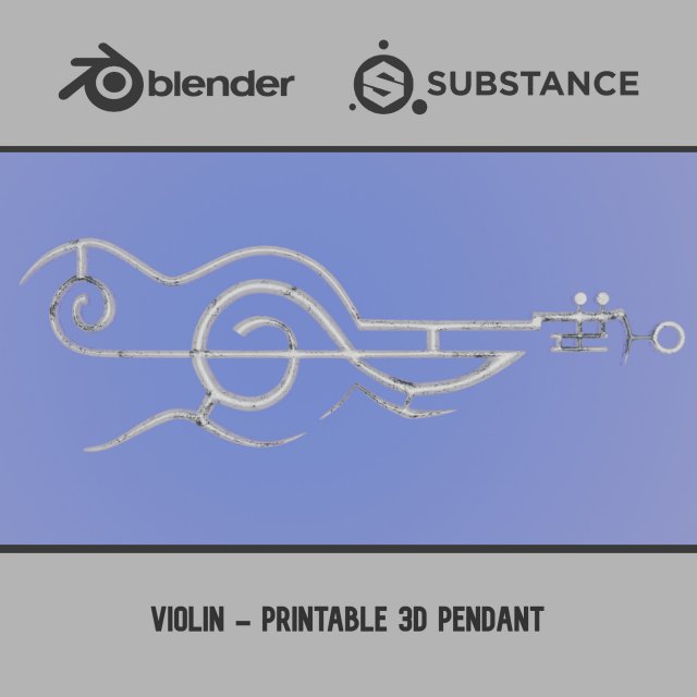 Violin - Printable Pendant Model Cetak 3D .c4d .max .obj .3ds .fbx .stl .blend 