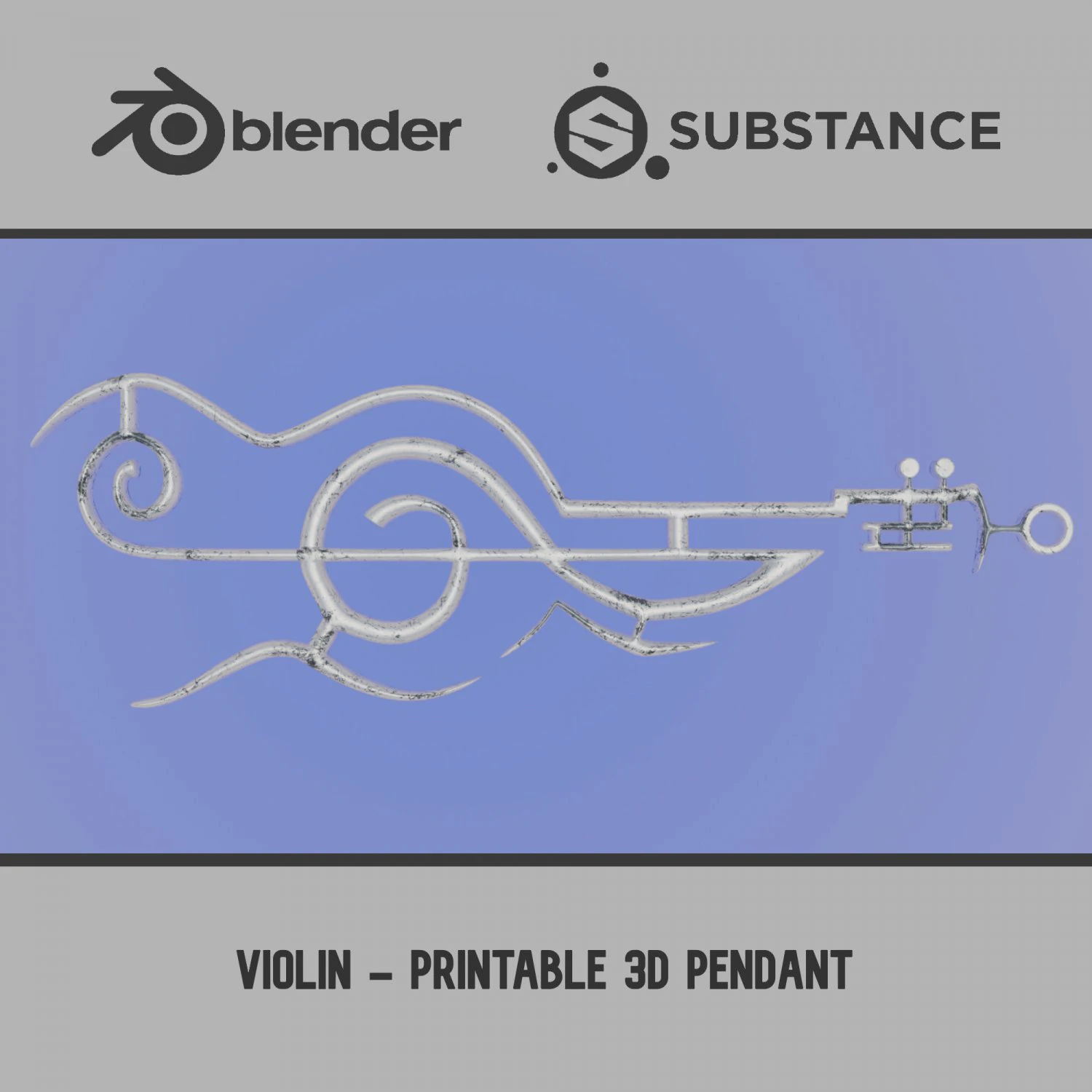 Violin - Printable Pendant 3D Print Model .c4d .max .obj .3ds .fbx .stl .blend 