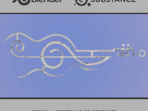 Violino - Pingente para Impress&atilde;o Modelo de Impressão 3D