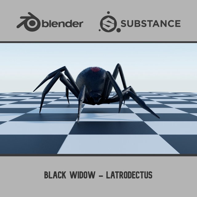 Black Widow - Latrodectus - Walk Cycle 3D Model .c4d .max .obj .3ds .fbx .stl .blend 