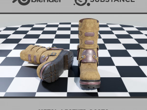 Metal Leather Boots 3D Model