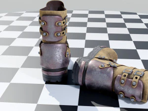 Botas de couro met&aacute;lico Modelo 3D