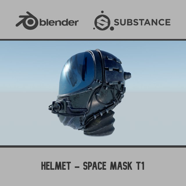 Helmet - Space Mask T1 3D Модель .c4d .max .obj .3ds .fbx .stl .blend 